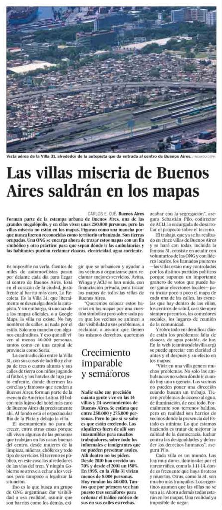 Las villas miseria de Buenos Aires saldrán en los mapas